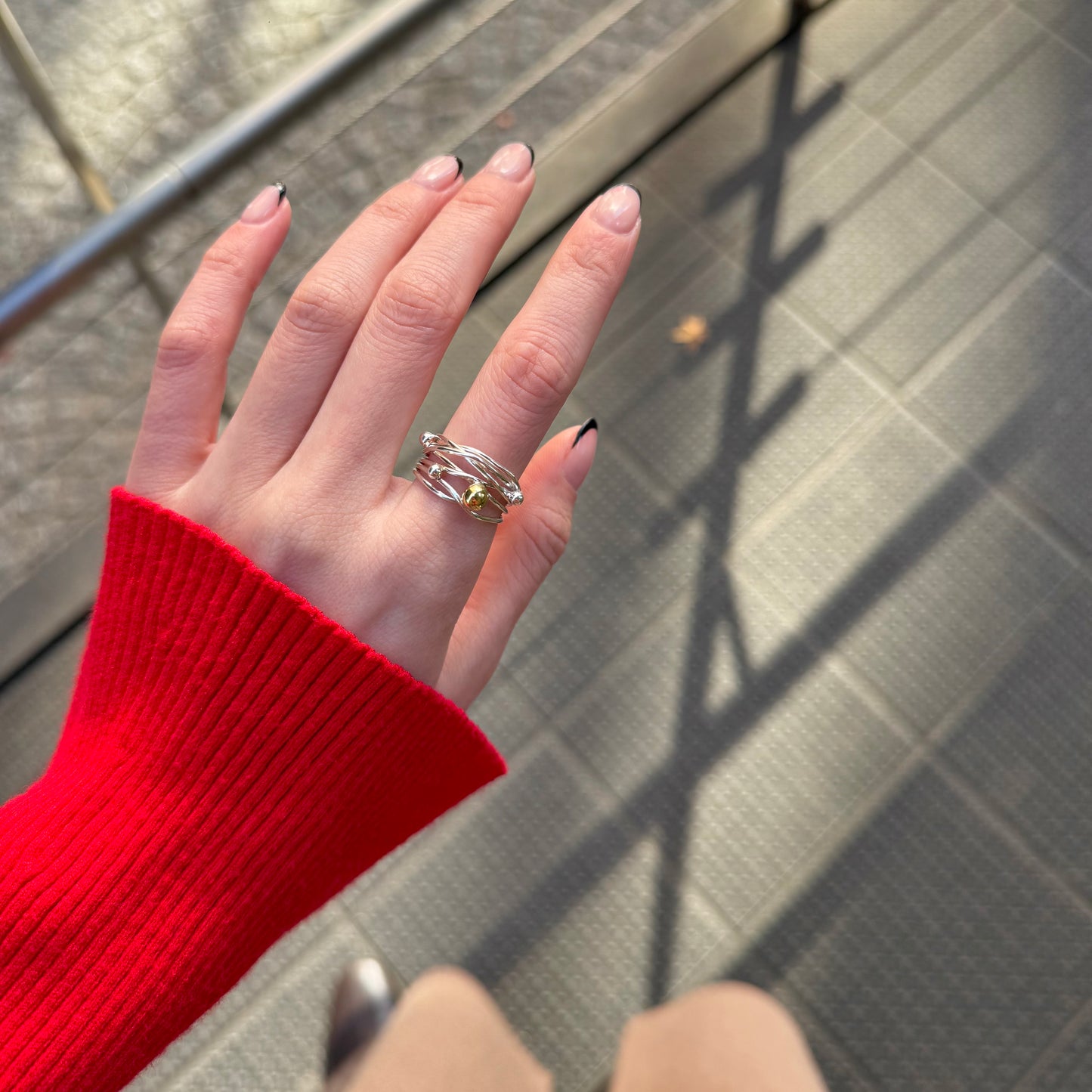 Silver925×Brass plain ring〈Ball〉23