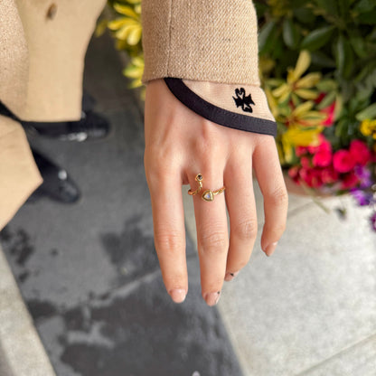 Brass 2stone ring 7