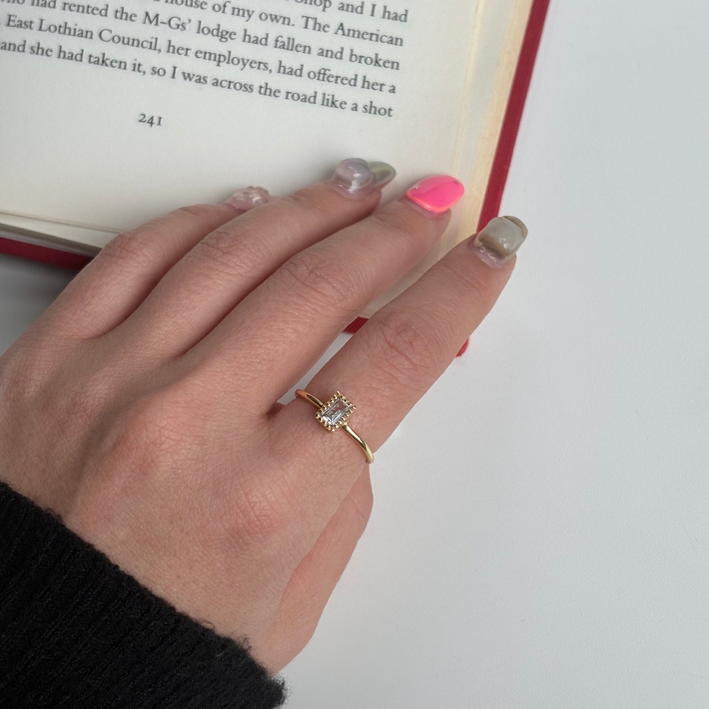 Brass petit ring 〈Crystal〉