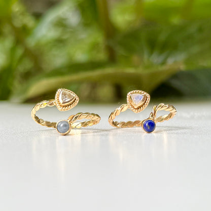 Brass 2stone ring 7