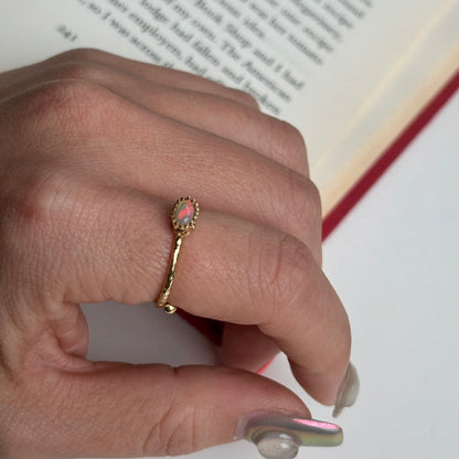 Brass petit ring〈Opal〉