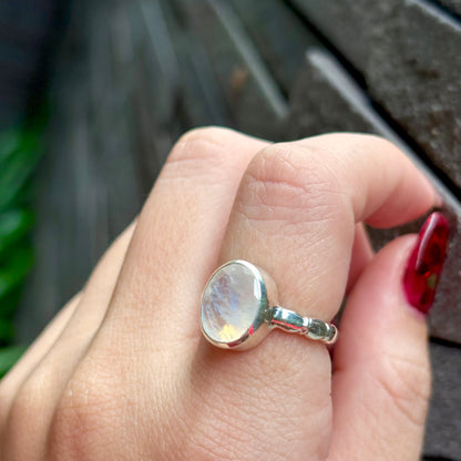 Rainbow Moonstone ring 1