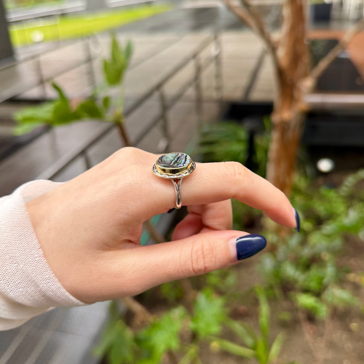 Abalone shell design ring 1
