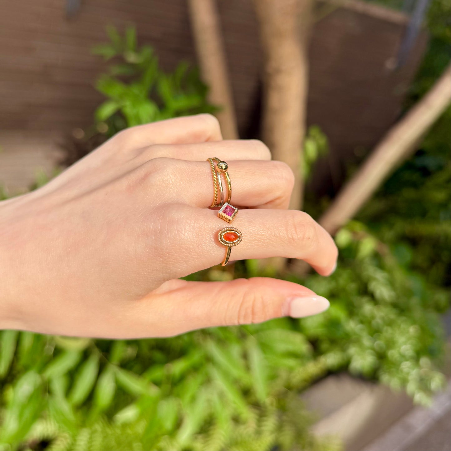 Brass 2stone ring 5