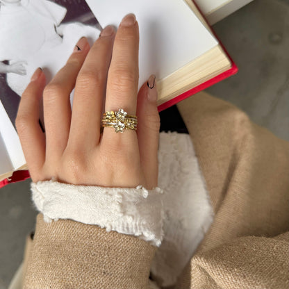 Stacking plain ring〈Flower〉