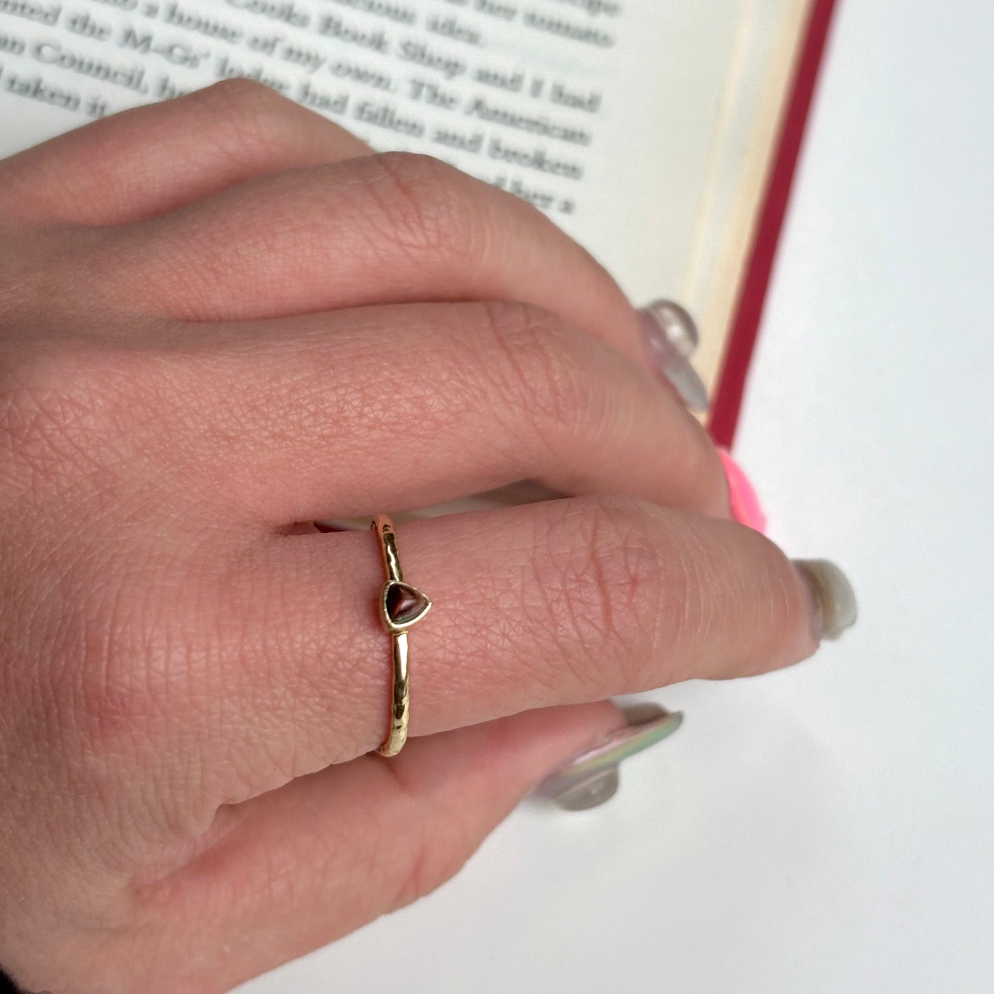 Brass petit ring〈Tiger eye〉