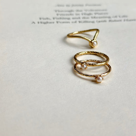 Brass petit ring〈pearl〉