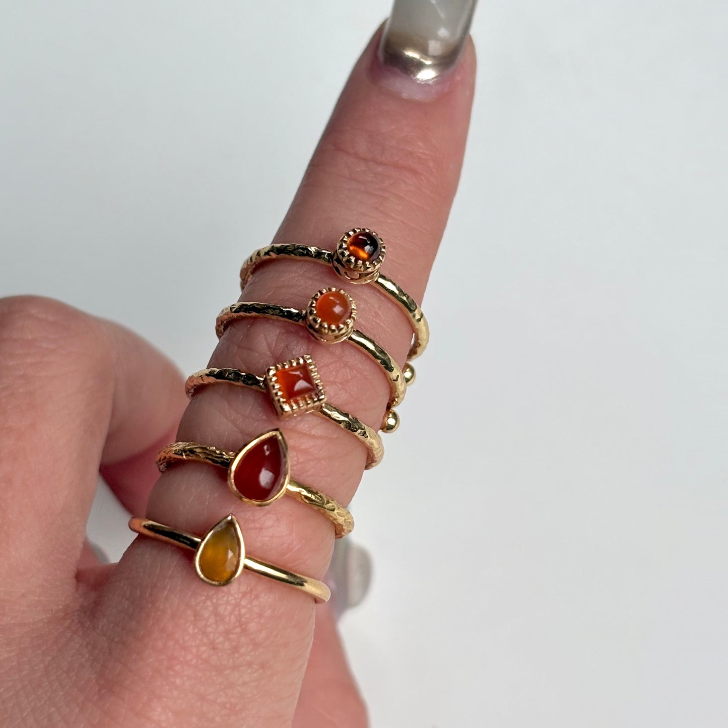Brass petit ring〈Carnelian〉