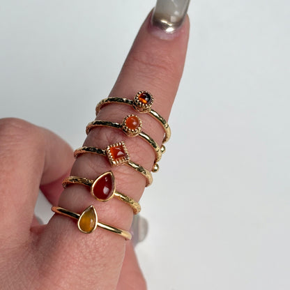Brass petit ring〈Carnelian〉