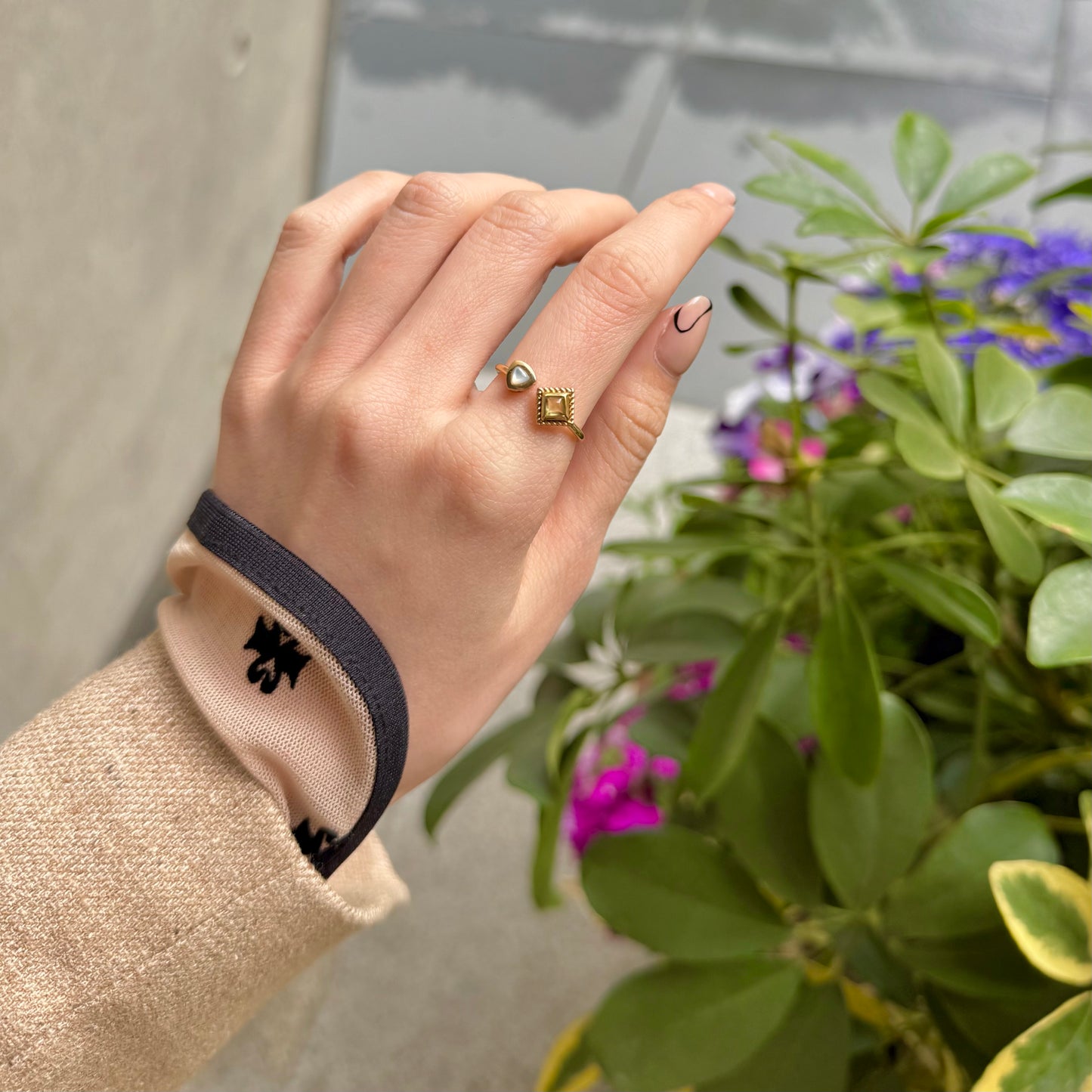Brass 2stone ring 8