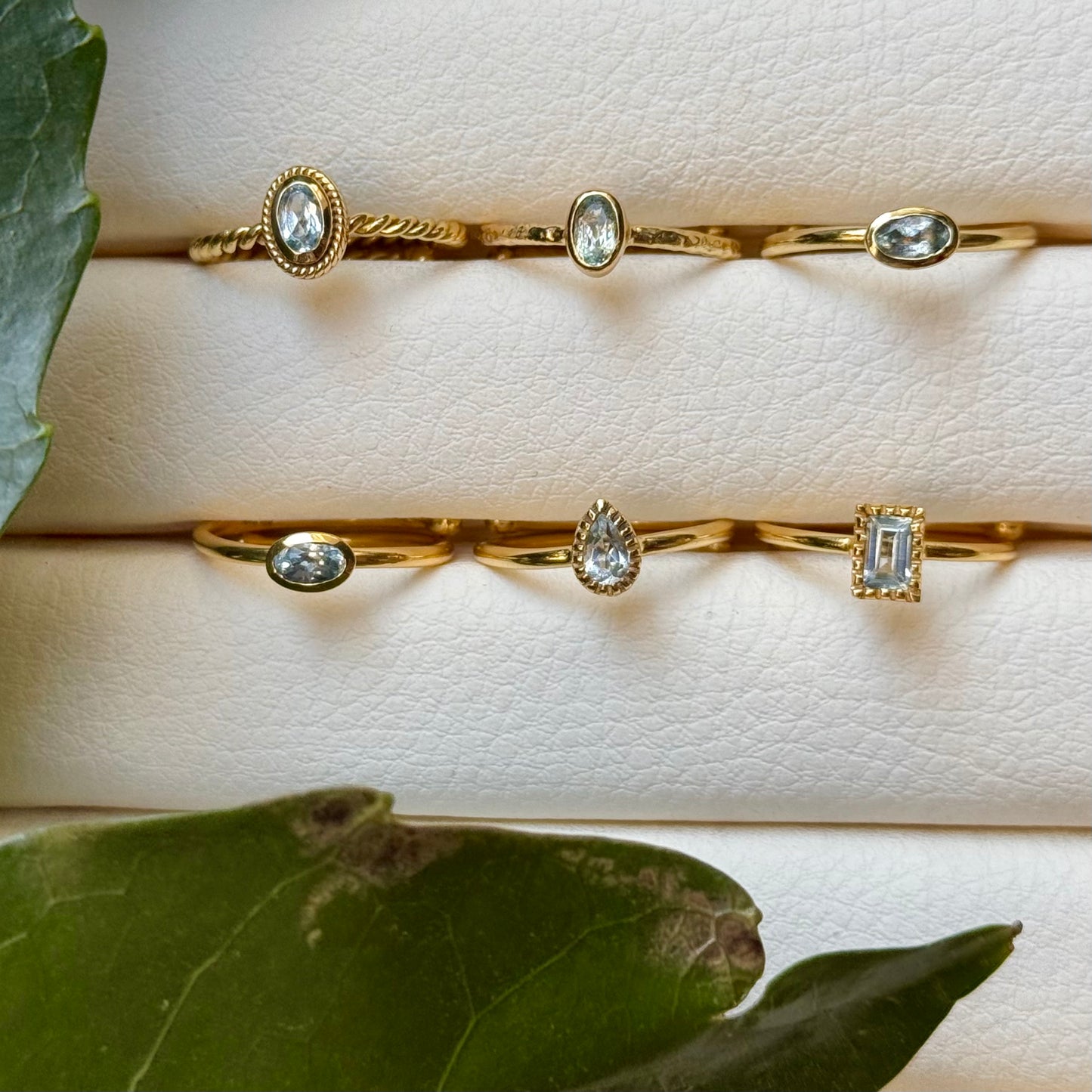 Brass petit ring〈Blue Topaz〉