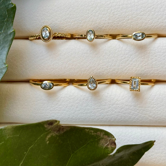 Brass petit ring〈Blue Topaz〉