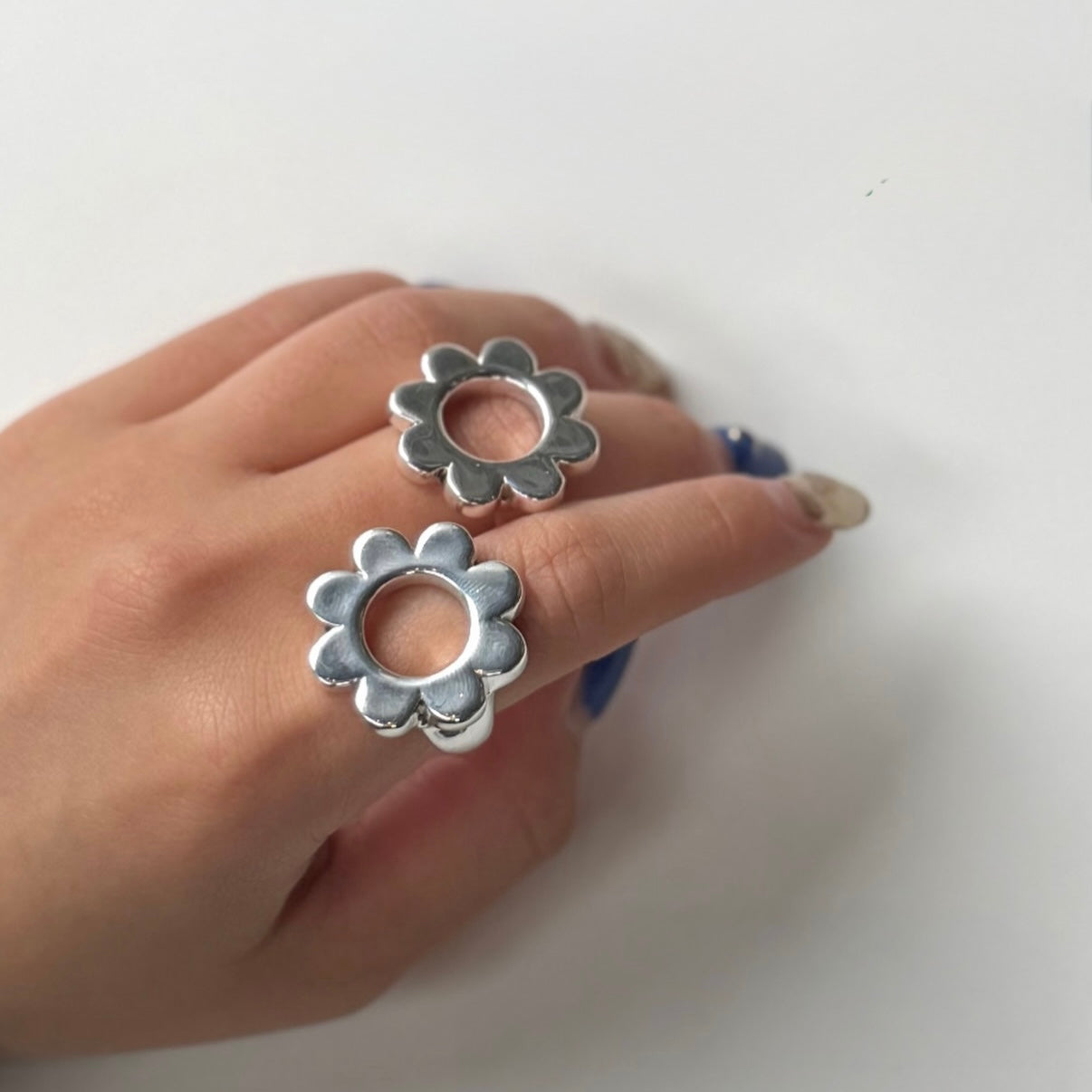 Flower plain ring 5
