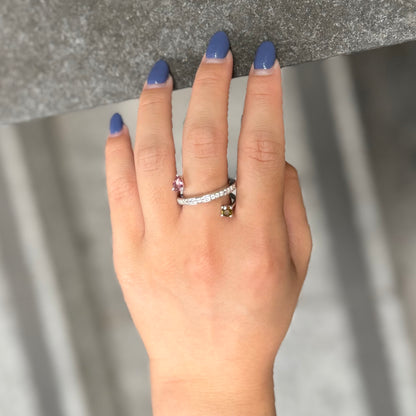 【Biju mam poco】Mulch tourmaline × white topaz ring