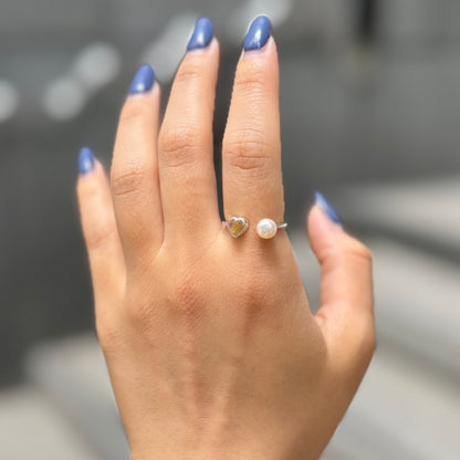 Heart×Pearl 2stone ring
