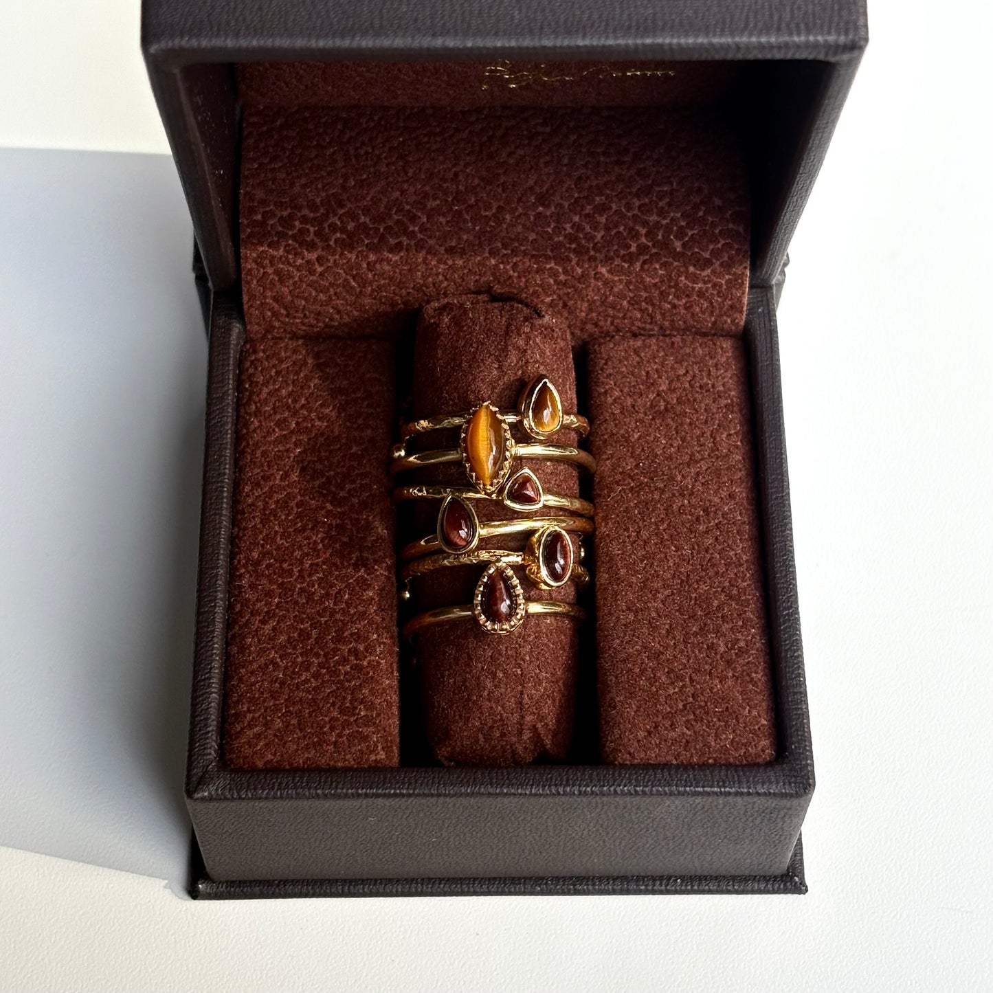 Brass petit ring〈Tiger eye〉