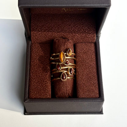 Brass petit ring〈Tiger eye〉