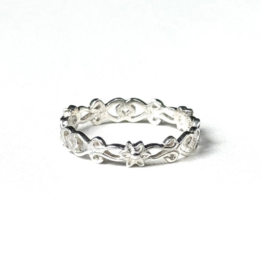 Flower plain ring 8
