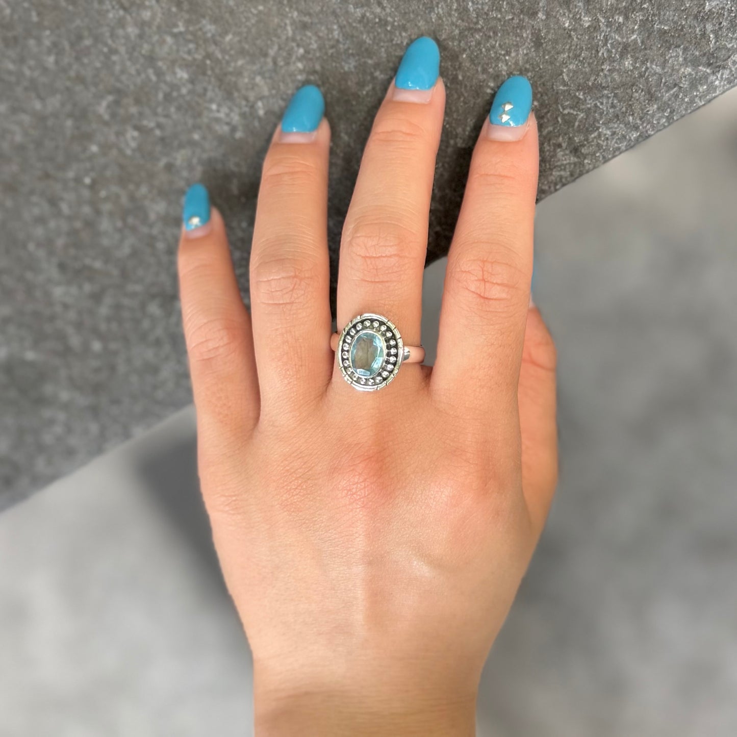 Blue topaz ring