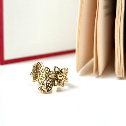 Brass flower plain ring