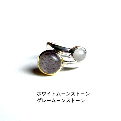 Silver925×Brass 2stone ring 20