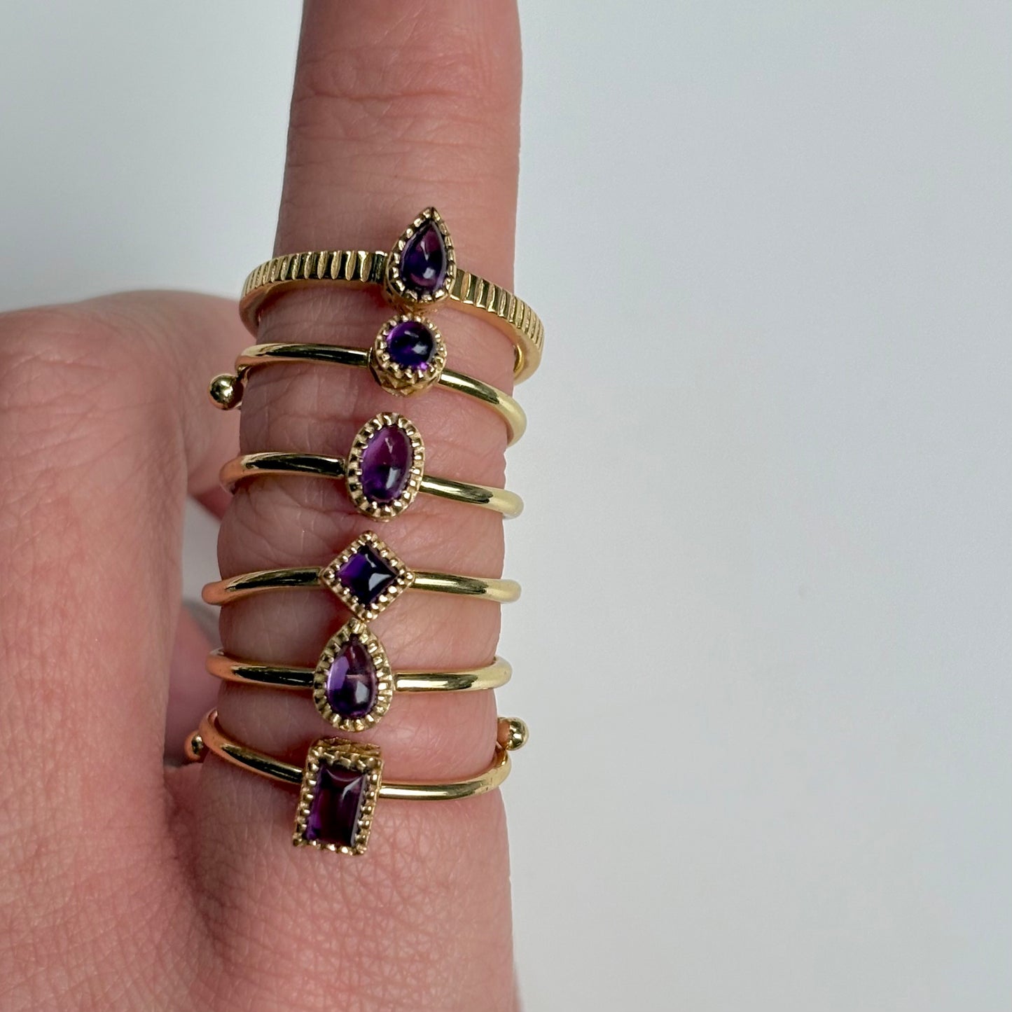 Brass petit ring〈Amethyst〉