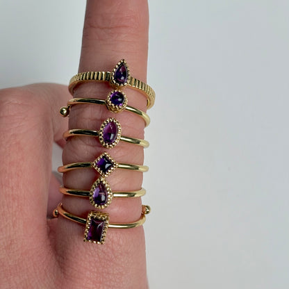 Brass petit ring〈Amethyst〉