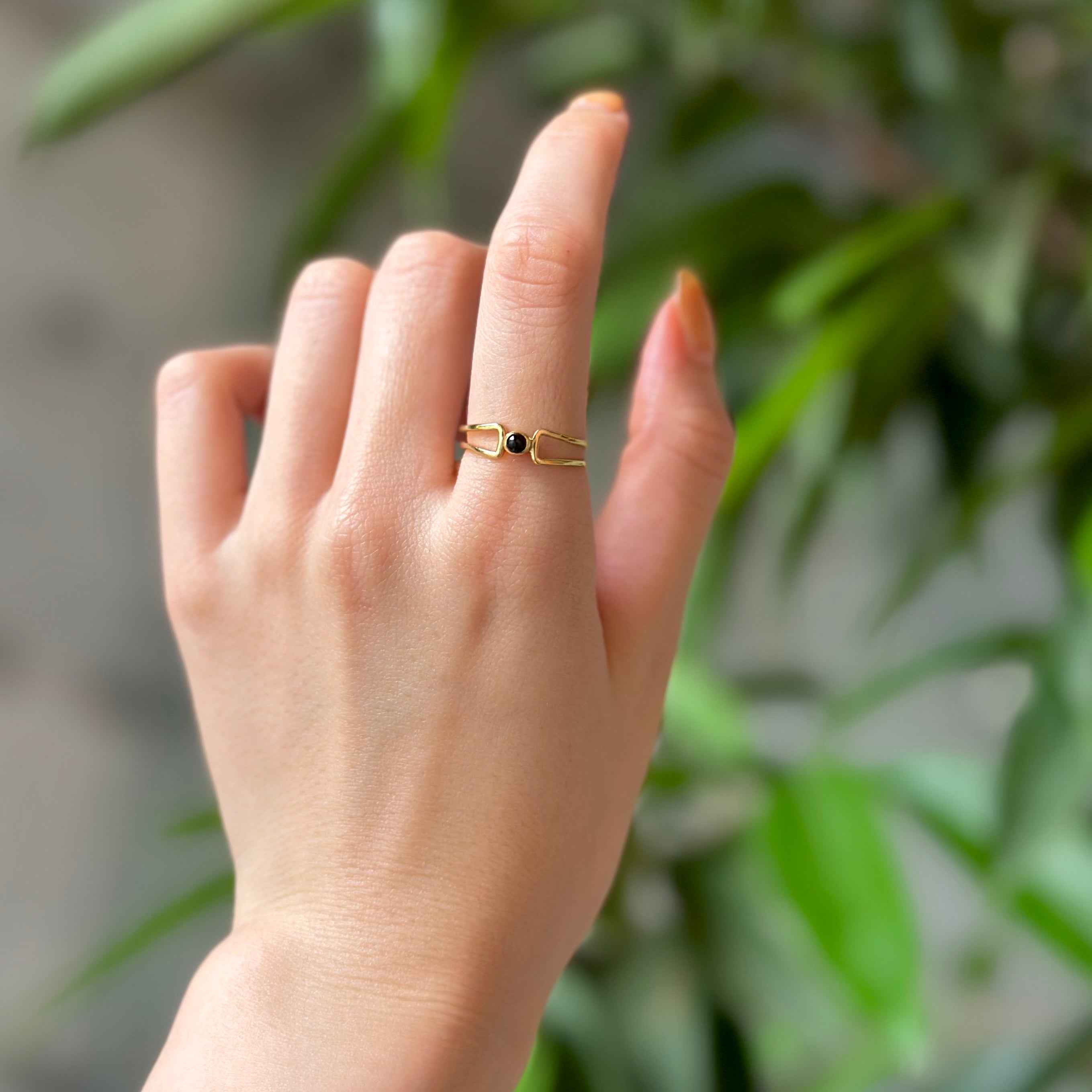bijumam ビジュマム　天然石　リング　セット ゴールド　真鍮　フリーサイズ Brass 2stone ring 1 – Biju mam