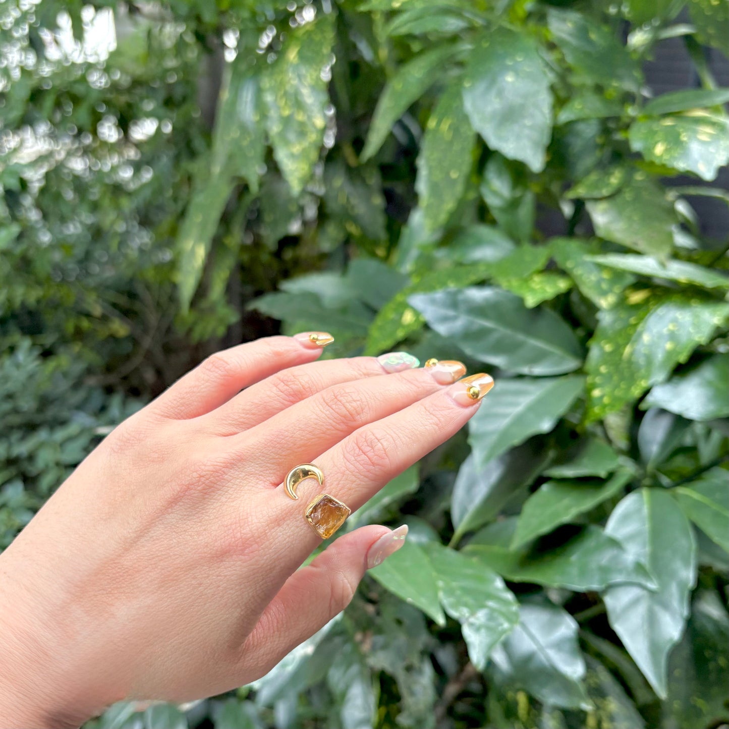 Brass Moon × Stone ring