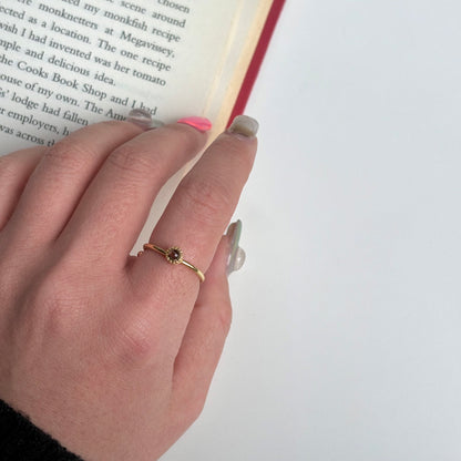 Brass petit ring〈Smoky quartz〉