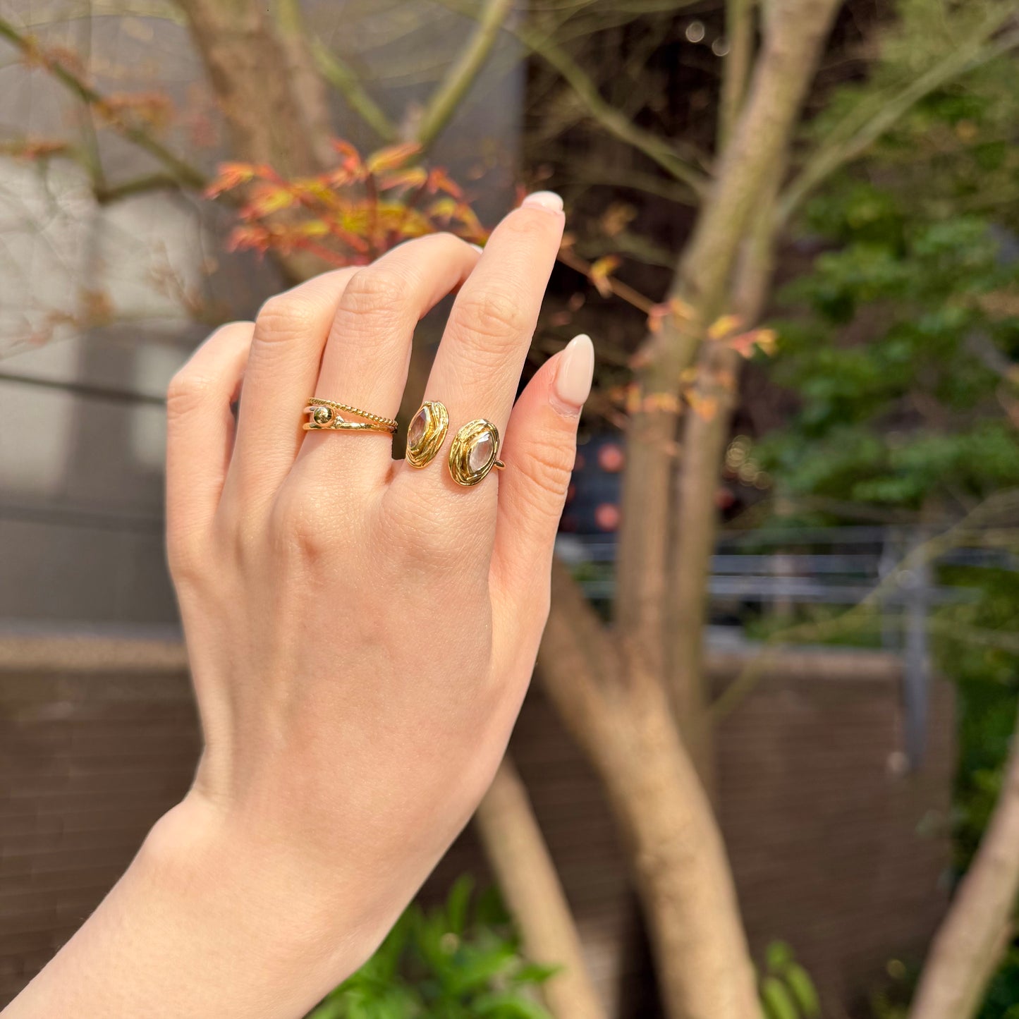 Brass 2stone ring 3