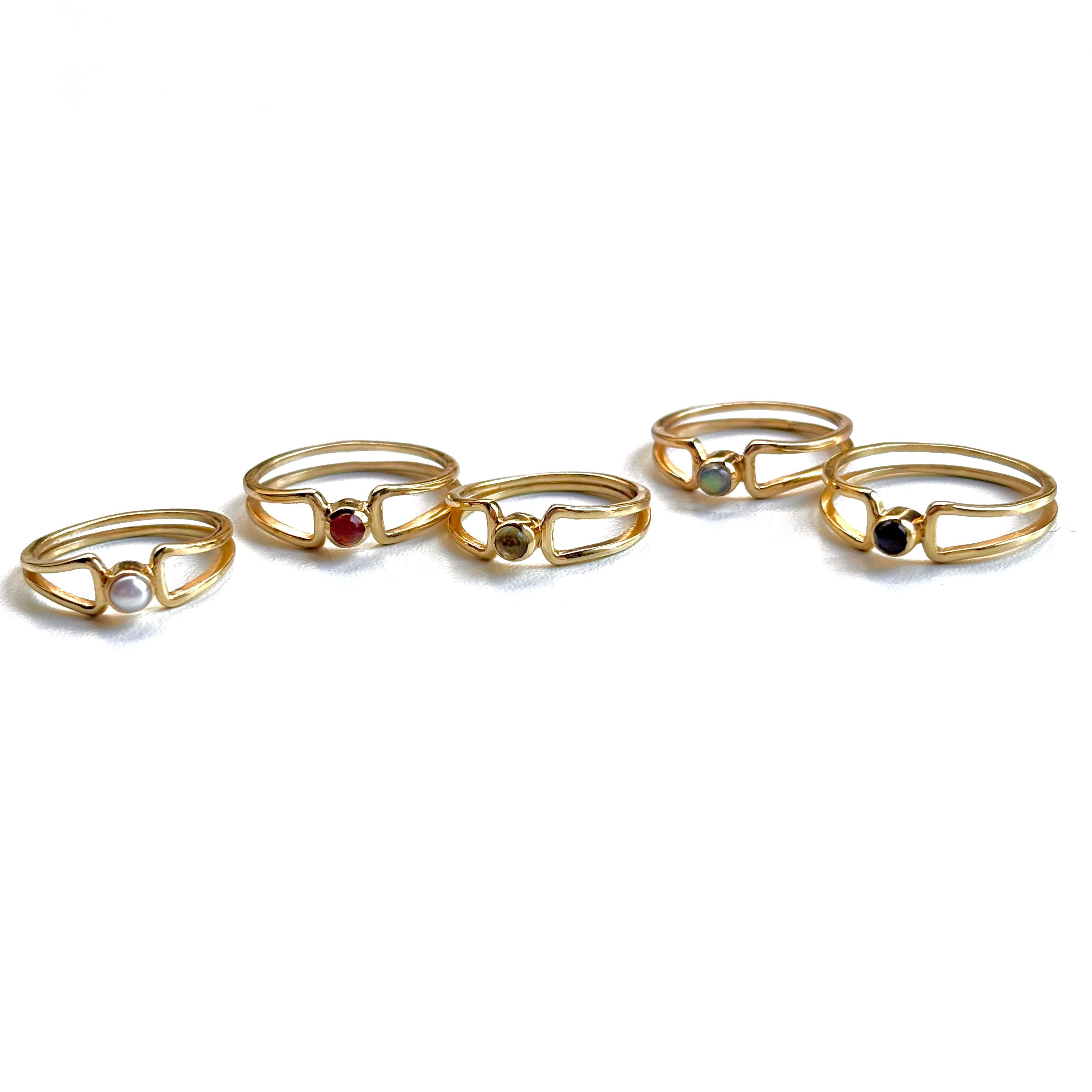 bijumam ビジュマム　天然石　リング　セット ゴールド　真鍮　フリーサイズ Brass design ring 6 – Biju mam