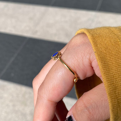 Brass petit  ring〈blue〉