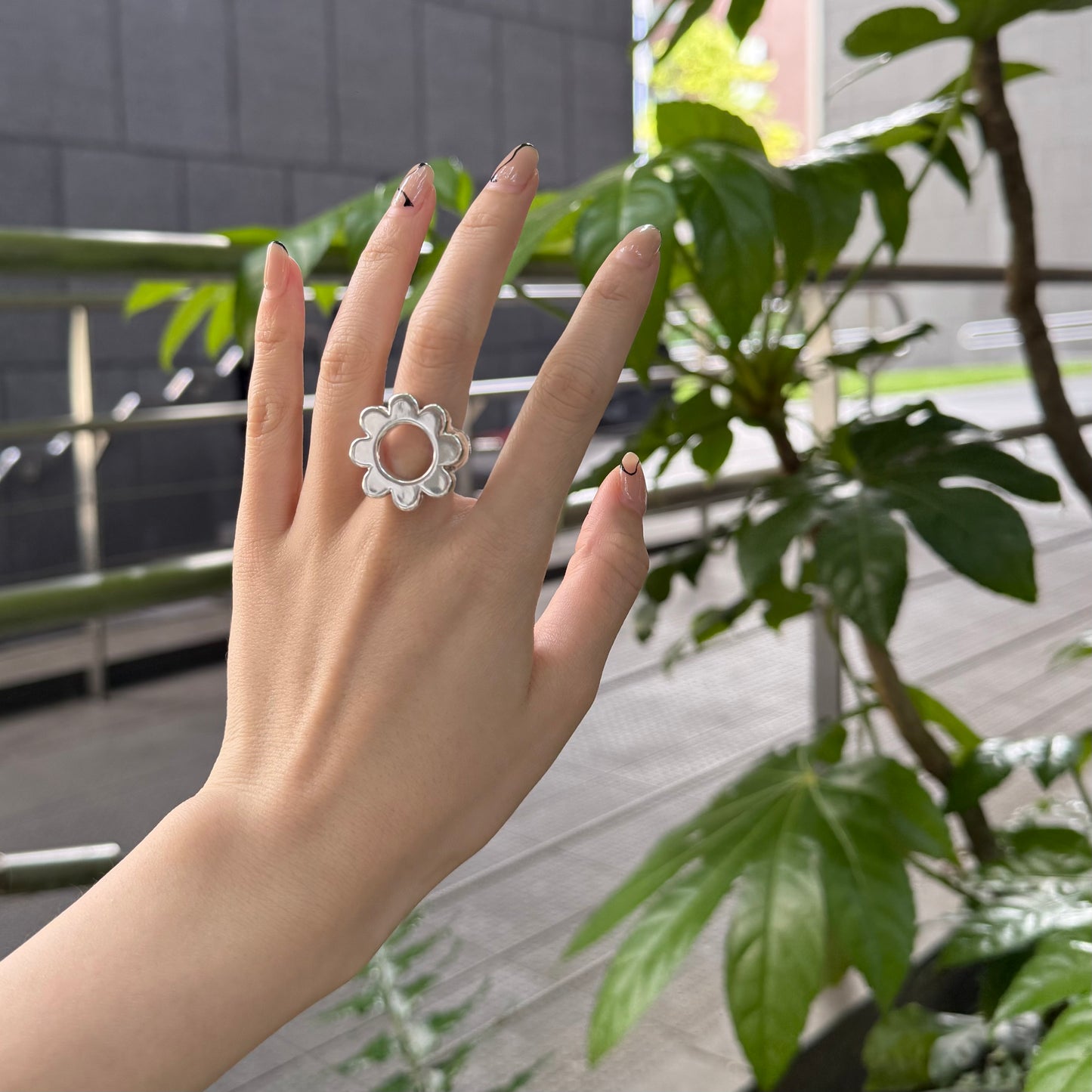 Flower plain ring 5
