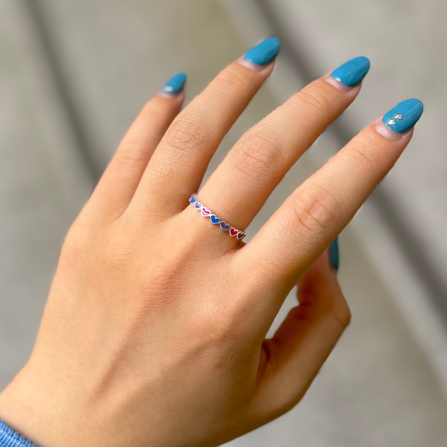 Heart enamel ring 9
