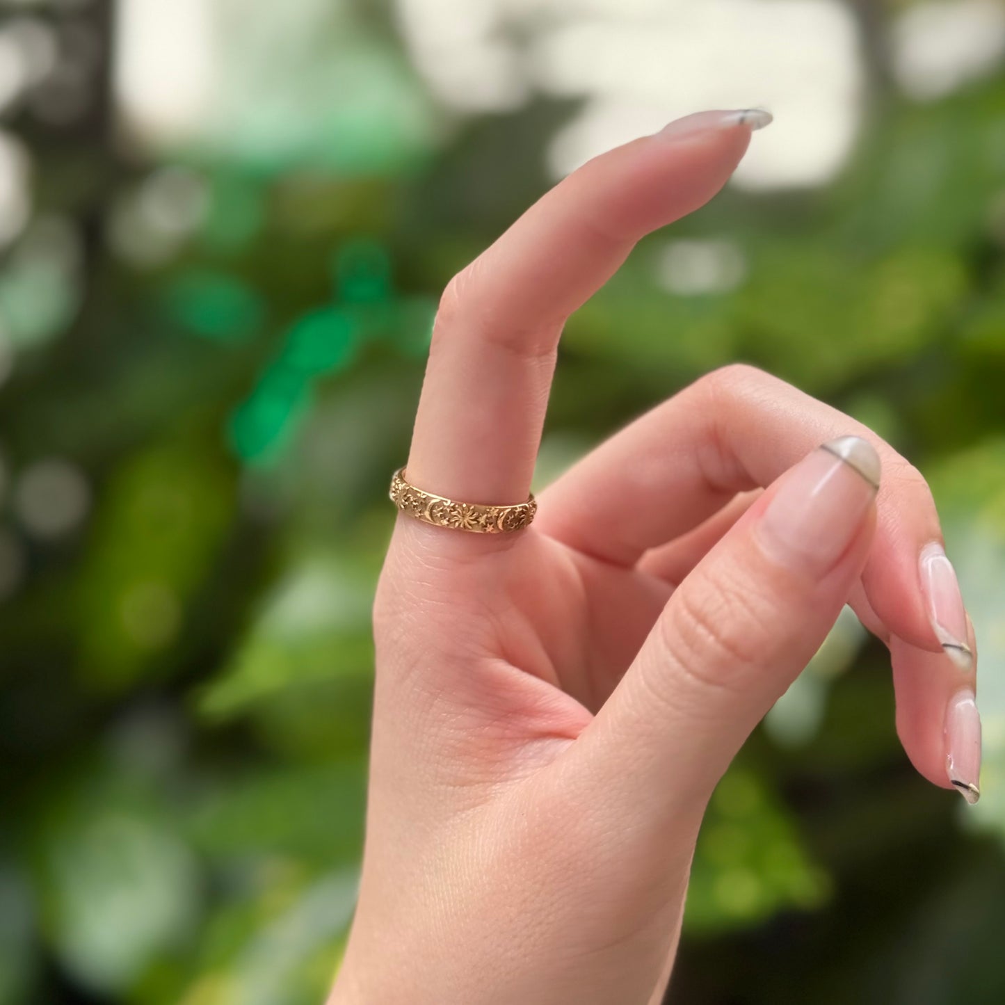 Brass Star & Moon plain ring