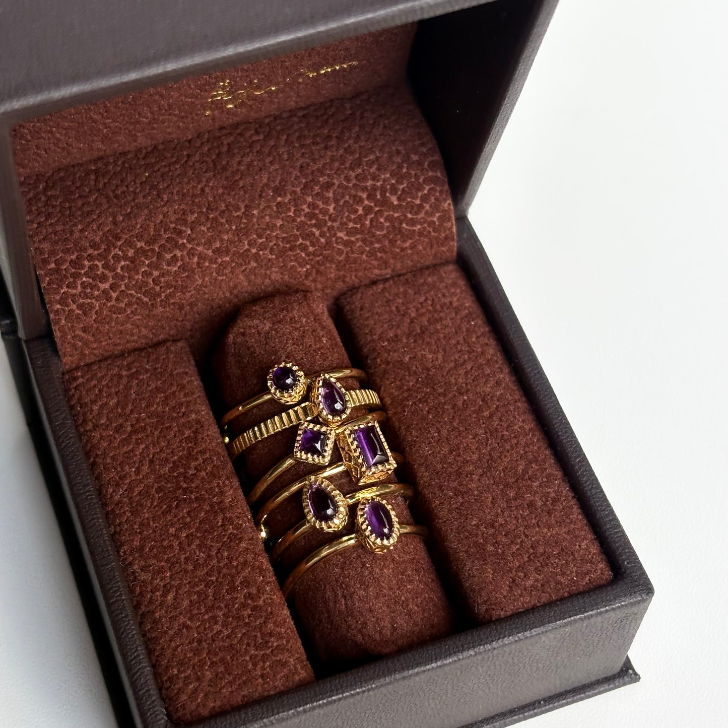 Brass petit ring〈Amethyst〉