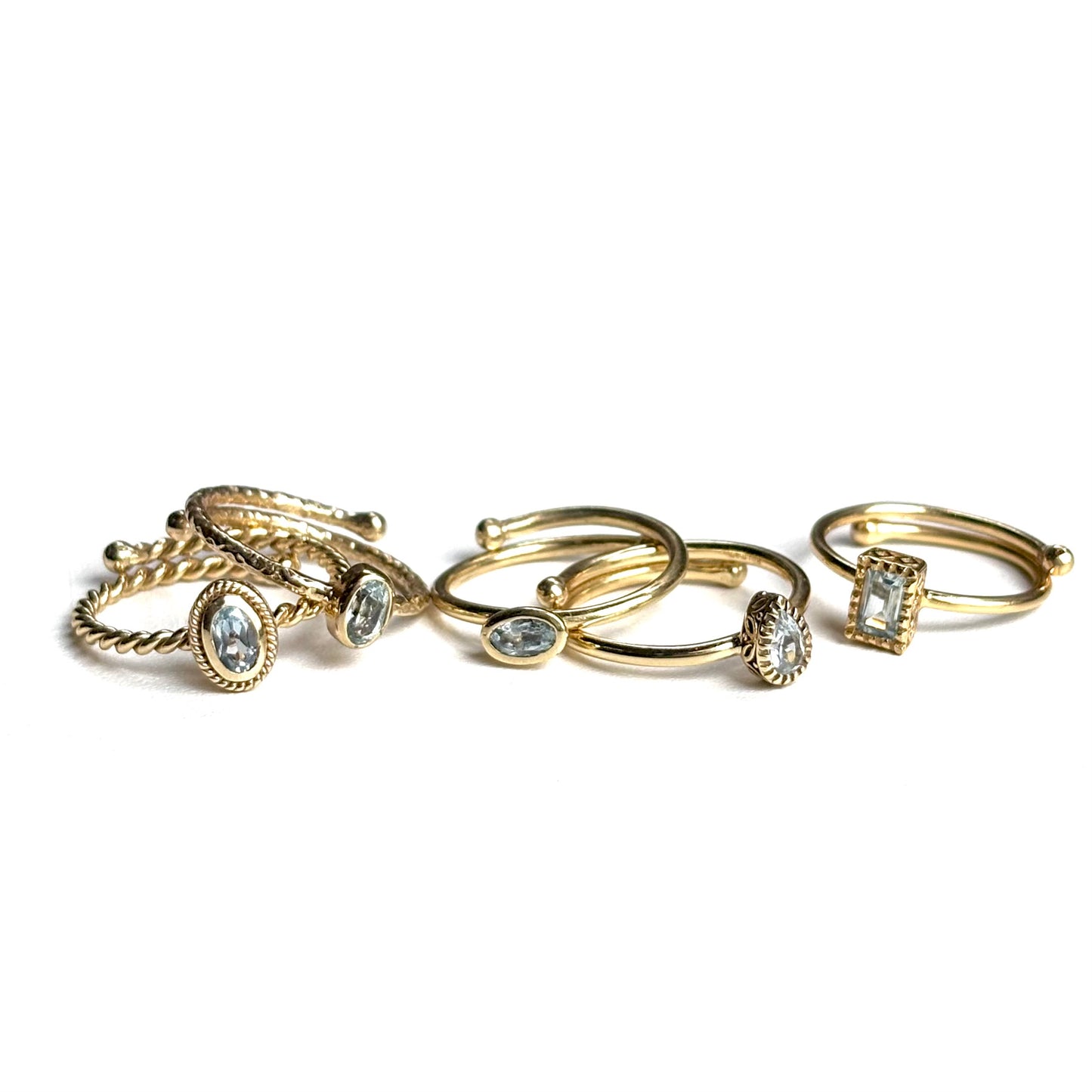 Brass petit ring〈Blue Topaz〉