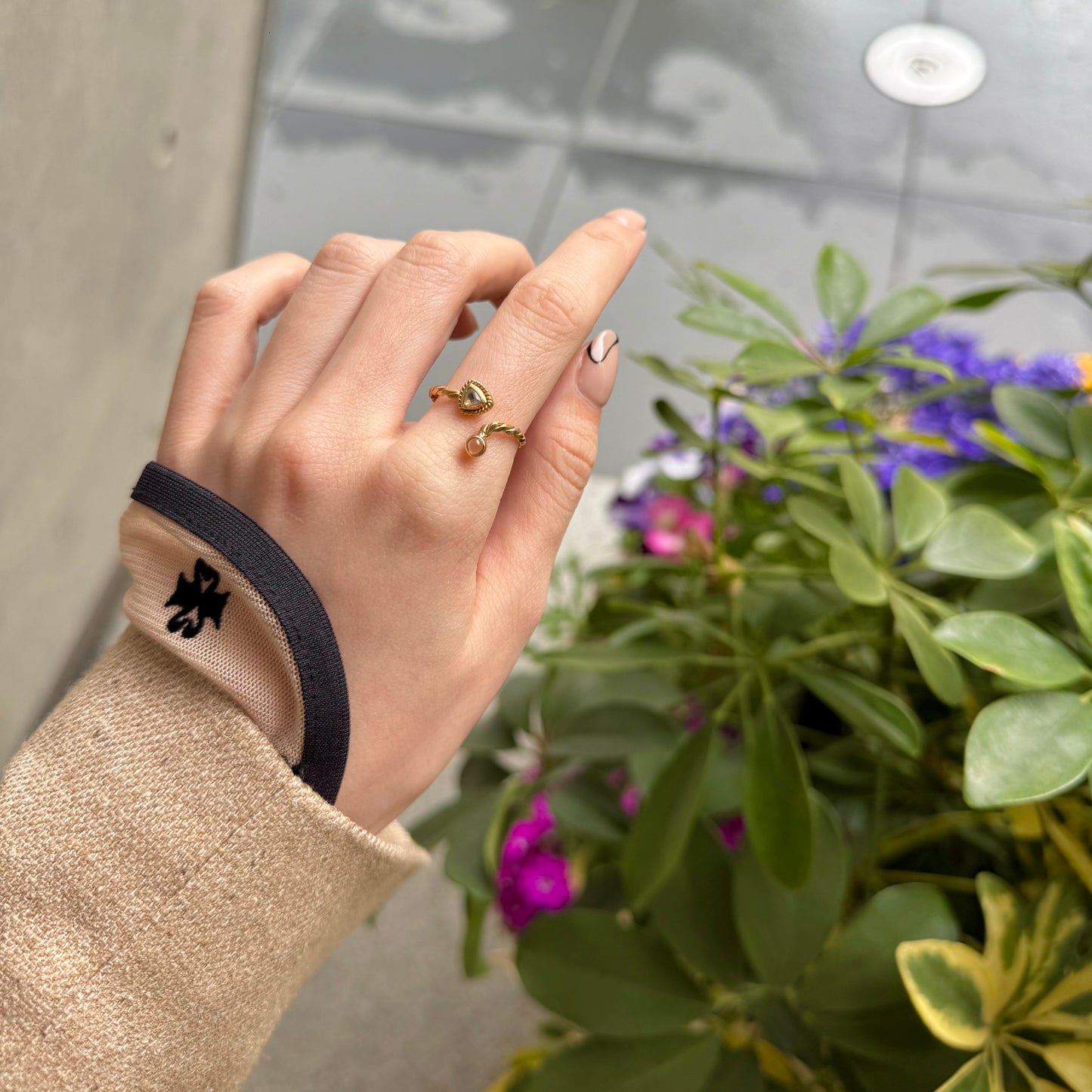 Brass 2stone ring 7