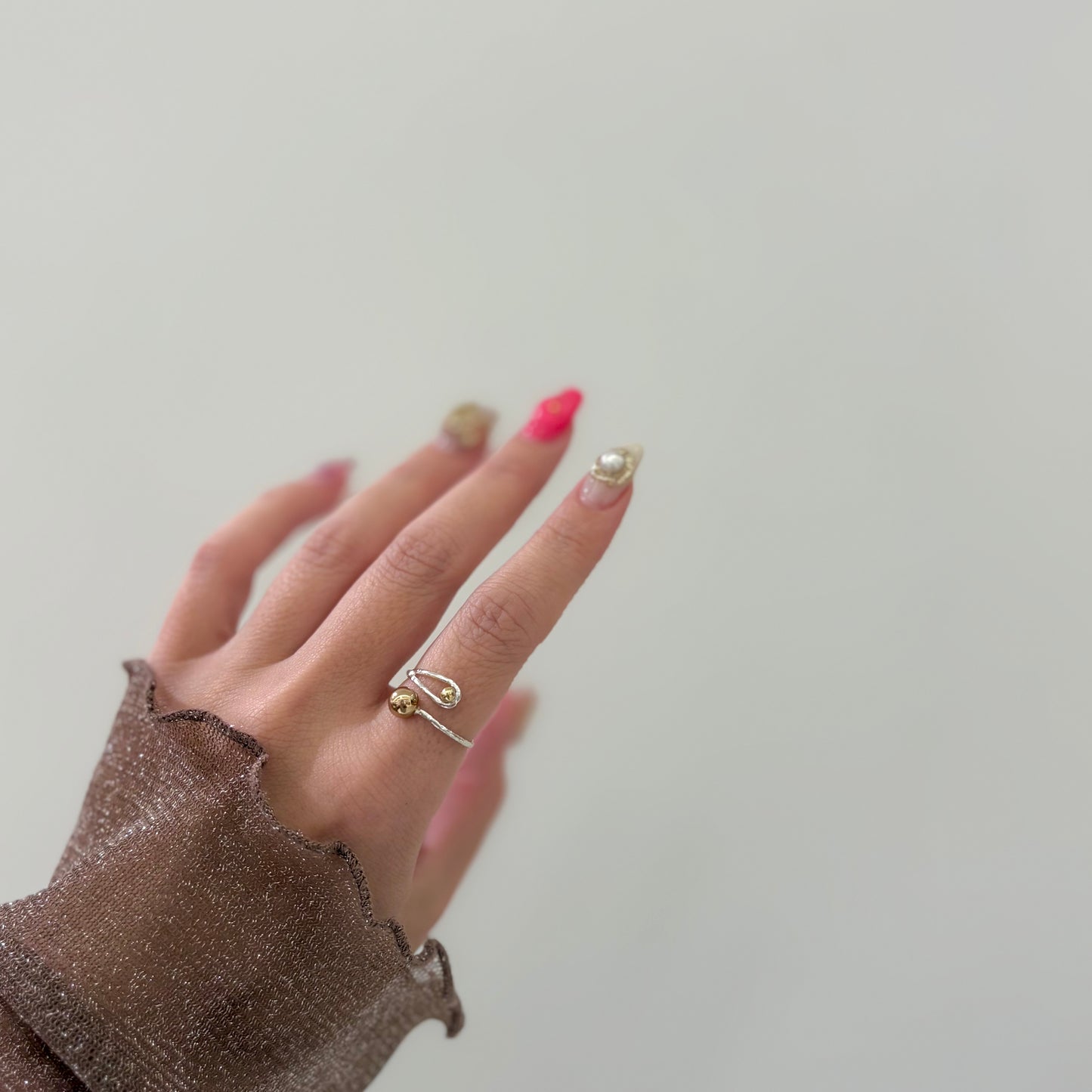 Silver925×Brass plain ring 〈Ball〉21