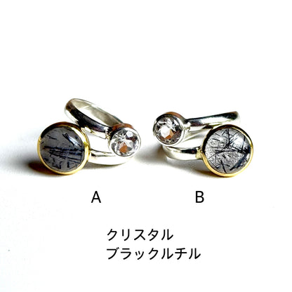 Silver925×Brass 2stone ring 20