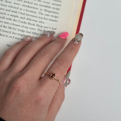 Brass petit ring〈Garnet〉