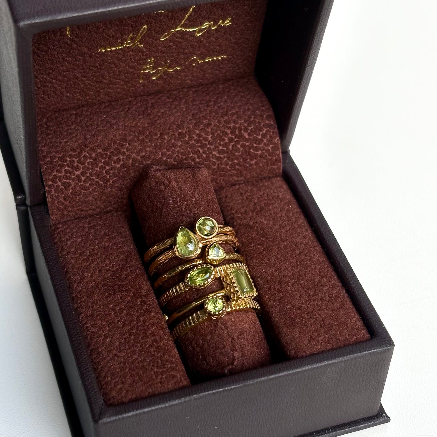 Brass petit ring〈Peridot〉