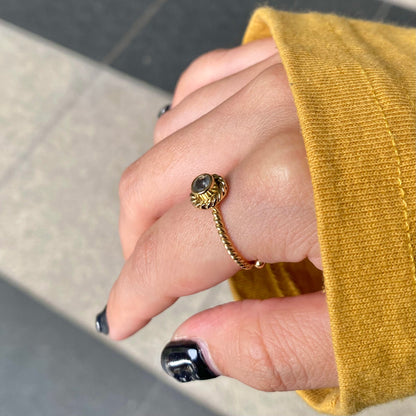 Brass petit  ring〈blue〉