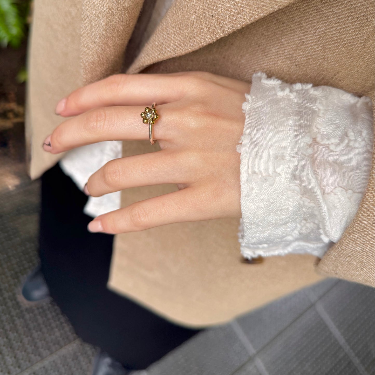 Flower plain ring 4