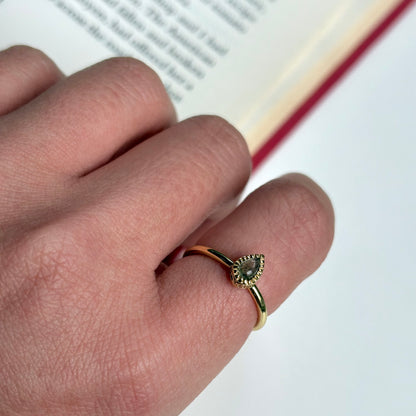 Brass petit ring〈Purple Labradorite〉