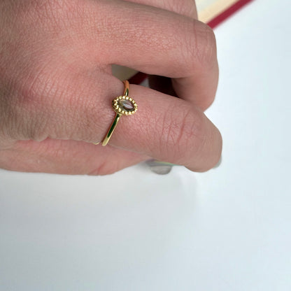 Brass petit ring〈Smoky quartz〉