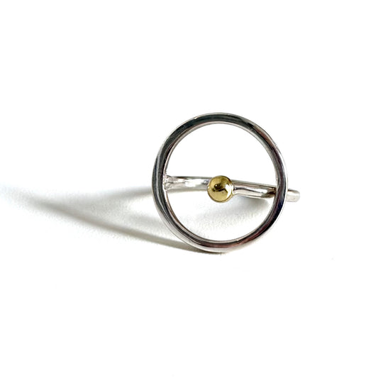 Silver925×Brass plain ring 〈Ball〉16