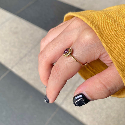Brass petit  ring〈pink/red〉