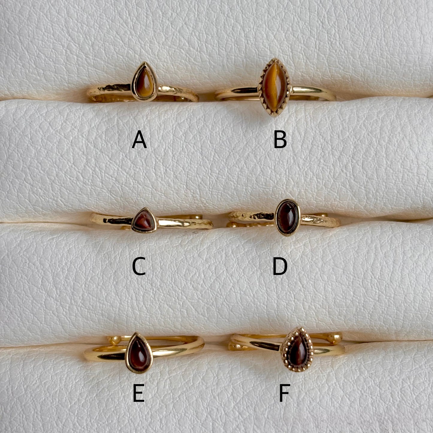 Brass petit ring〈Tiger eye〉